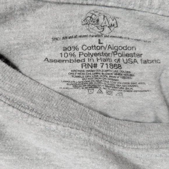 Looney Tunes Tshirt  Mens Space Jam Tune Squad Bugs New Legacy Gray Large - Picture 3 of 3